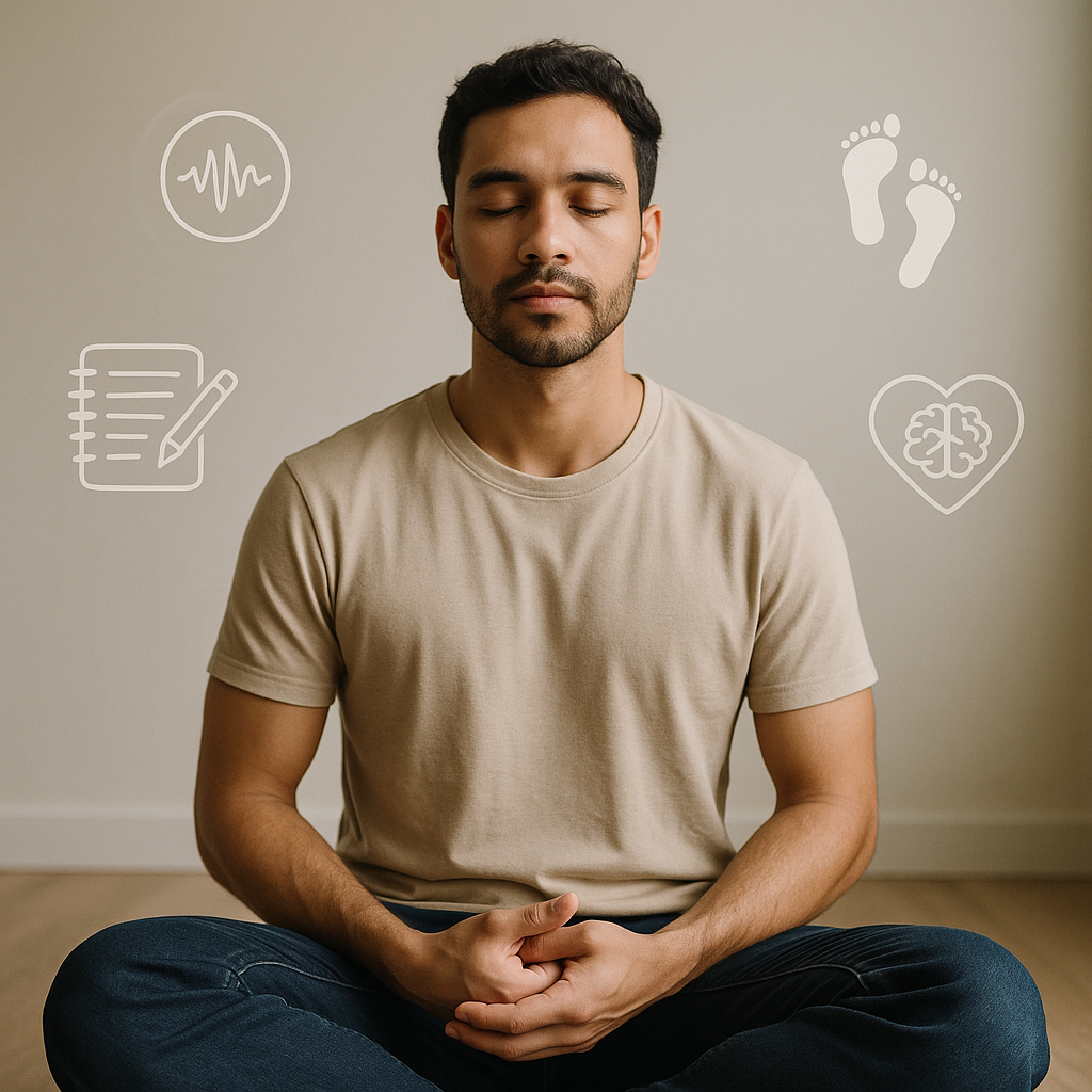 Homem meditando para aliviar o estresse